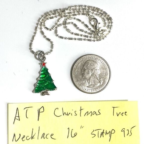 ATP Christmas Tree Necklace with 925 Silver Chain - Picture 8 of 8
